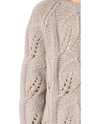 Женский светло-коричневый свитер с круглым вырезом от Lela Rose