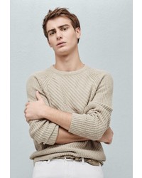 Мужской светло-коричневый свитер с круглым вырезом от Mango Man