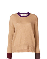 Женский светло-коричневый свитер с круглым вырезом от Marni