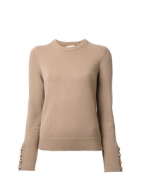 Женский светло-коричневый свитер с круглым вырезом от Michael Kors Collection