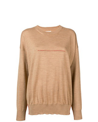 Женский светло-коричневый свитер с круглым вырезом от MM6 MAISON MARGIELA