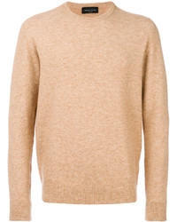 Мужской светло-коричневый свитер с круглым вырезом от Roberto Collina
