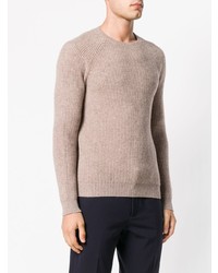 Мужской светло-коричневый свитер с круглым вырезом от Zanone