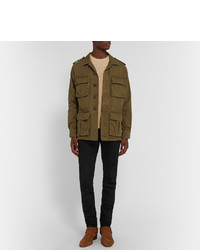 Мужской светло-коричневый свитер с круглым вырезом от Saint Laurent