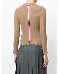 Женский светло-коричневый свитер с круглым вырезом от Thom Browne