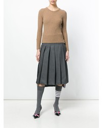 Женский светло-коричневый свитер с круглым вырезом от Thom Browne