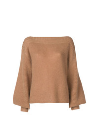Женский светло-коричневый свитер с круглым вырезом от Temperley London