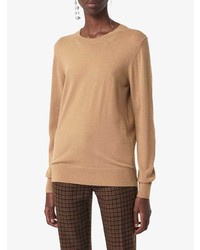 Женский светло-коричневый свитер с круглым вырезом от Burberry