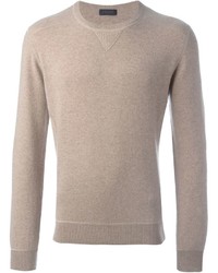 Мужской светло-коричневый свитер с круглым вырезом от Z Zegna