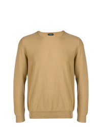 Мужской светло-коричневый свитер с круглым вырезом от Zanone