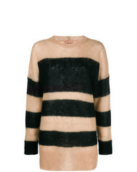 Светло-коричневый свободный свитер в горизонтальную полоску