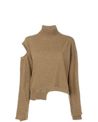 Светло-коричневый свободный свитер от Erika Cavallini