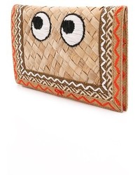 Светло-коричневый соломенный клатч от Anya Hindmarch