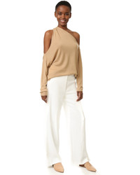 Светло-коричневый топ с открытыми плечами от Dion Lee