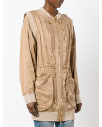 Женский светло-коричневый хлопковый бомбер от Balmain