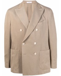 Мужской светло-коричневый хлопковый двубортный пиджак от Boglioli