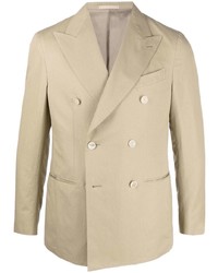 Мужской светло-коричневый хлопковый двубортный пиджак от Caruso