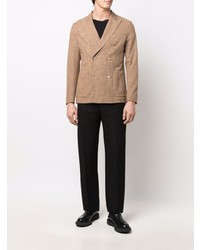 Мужской светло-коричневый хлопковый двубортный пиджак от Tonello