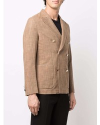Мужской светло-коричневый хлопковый двубортный пиджак от Tonello