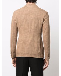 Мужской светло-коричневый хлопковый двубортный пиджак от Tonello