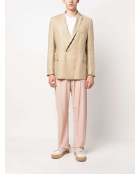 Мужской светло-коричневый хлопковый двубортный пиджак от Costumein