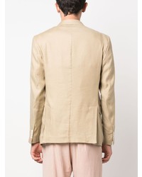 Мужской светло-коричневый хлопковый двубортный пиджак от Costumein