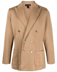 Мужской светло-коричневый хлопковый двубортный пиджак от Lardini