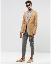 Мужской светло-коричневый хлопковый пиджак от Asos