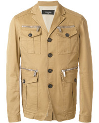 Мужской светло-коричневый хлопковый пиджак от DSQUARED2