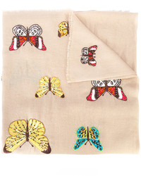 Женский светло-коричневый шарф с вышивкой от Janavi