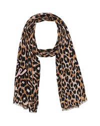 Светло-коричневый шарф с леопардовым принтом