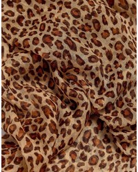 Женский светло-коричневый шарф с леопардовым принтом от Reclaimed Vintage