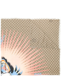 Женский светло-коричневый шарф с принтом от Gucci