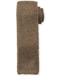 Светло-коричневый шелковый вязаный галстук