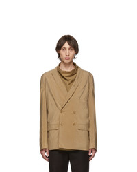 Светло-коричневый шелковый двубортный пиджак