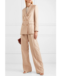 Женский светло-коричневый шелковый двубортный пиджак от Max Mara