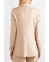 Женский светло-коричневый шелковый двубортный пиджак от Max Mara