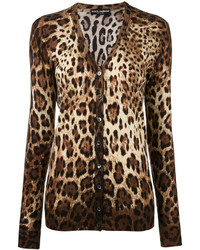 Светло-коричневый шелковый кардиган с принтом