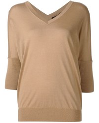 Женский светло-коричневый шелковый свитер от Derek Lam