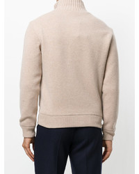 Мужской светло-коричневый шерстяной вязаный бомбер от Lardini