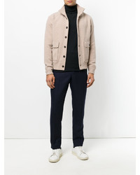 Мужской светло-коричневый шерстяной вязаный бомбер от Lardini