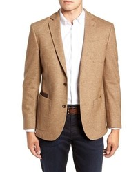 Светло-коричневый шерстяной вязаный пиджак