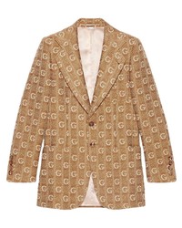 Мужской светло-коричневый шерстяной вязаный пиджак от Gucci