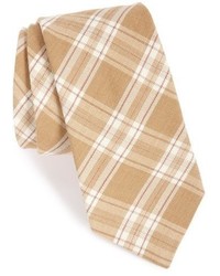 Светло-коричневый шерстяной галстук в шотландскую клетку