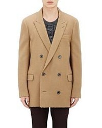 Светло-коричневый шерстяной двубортный пиджак
