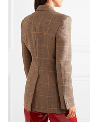 Женский светло-коричневый шерстяной двубортный пиджак в клетку от Petar Petrov