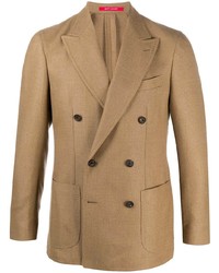 Мужской светло-коричневый шерстяной двубортный пиджак от Bagnoli Sartoria Napoli