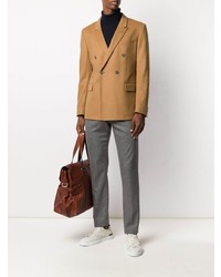 Мужской светло-коричневый шерстяной двубортный пиджак от Corneliani