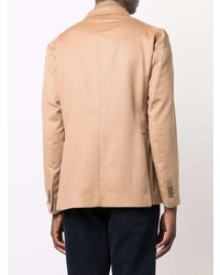 Мужской светло-коричневый шерстяной двубортный пиджак от Tagliatore