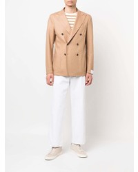 Мужской светло-коричневый шерстяной двубортный пиджак от Eleventy